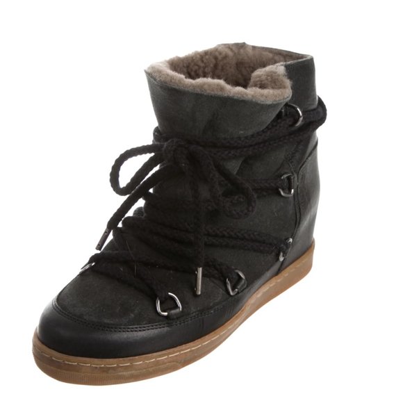 ÉTOILE ISABEL MARANT Knowles Wedge Black Booties size 7 - Picture 3 of 4